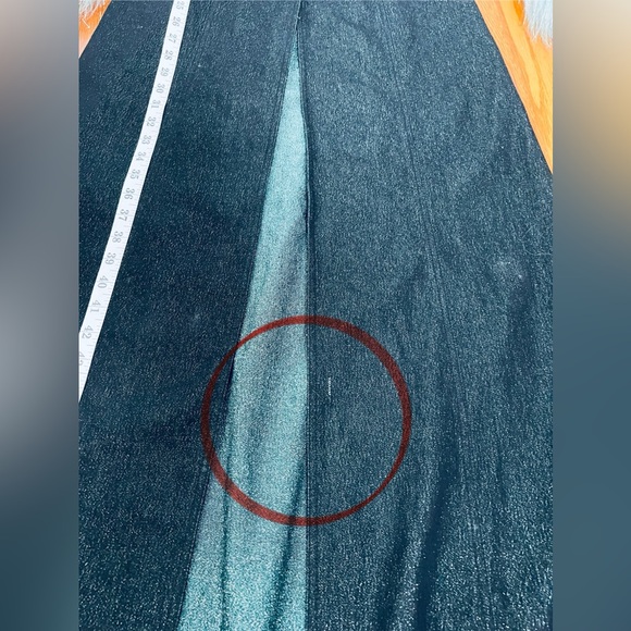 blanc noir Black Maxi Coat with Light Blue Faux Fur Trim - Picture 10 of 15